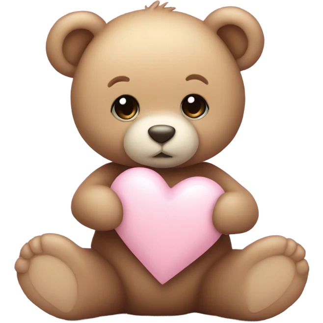 Cute teddy holding a light pink heart  emoji