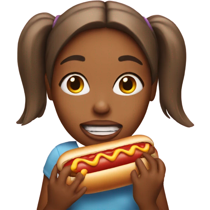 Girl eating a hotdog emoji