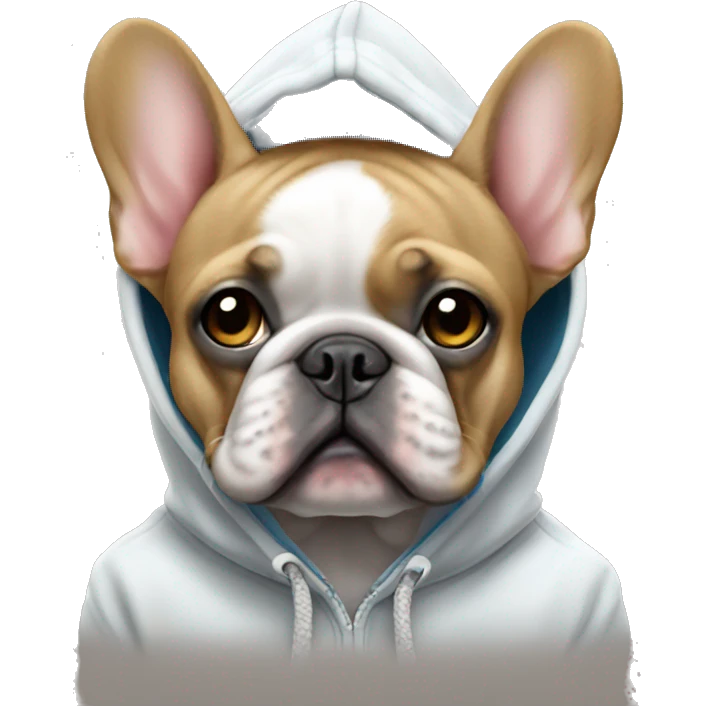 French bulldog wearing hoodie emoji