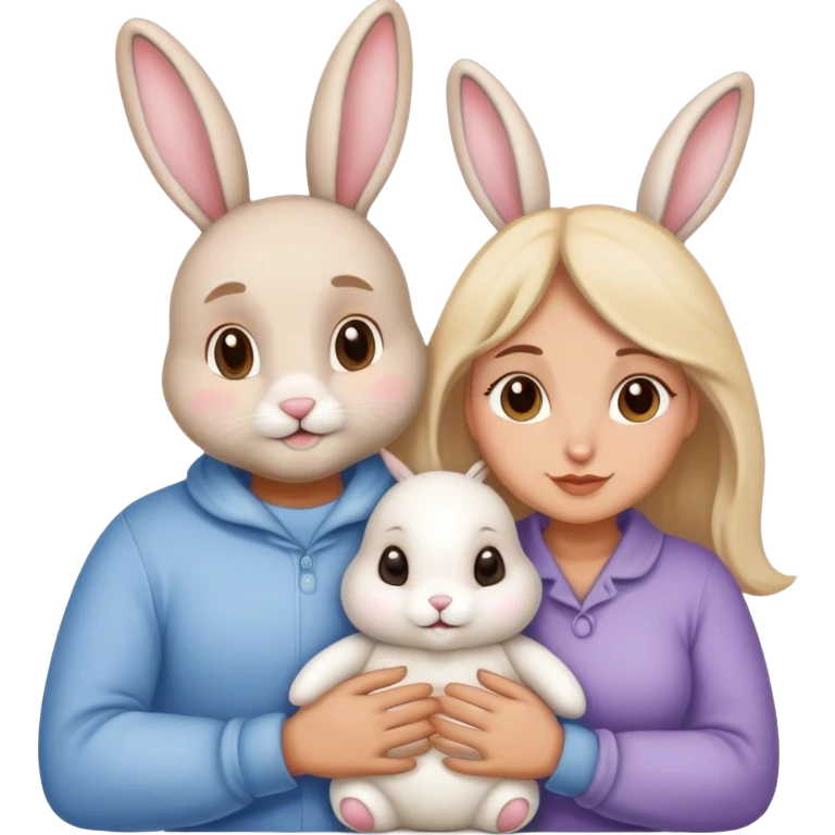 Two snuggly bunnies, husband and wife  emoji