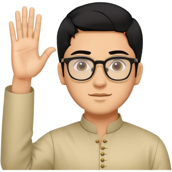 young man with wheatish skin tone, black hair, wearing kurta with rectangle glasses emoji