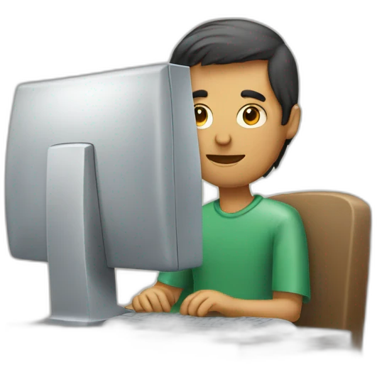 a man behind a computer emoji