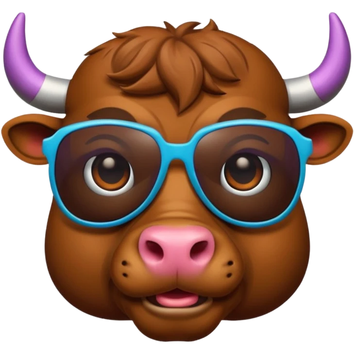 generate an emoji of a bull's face that's in a close up. the bull is travelling. maybe wearing sunglasses or drinking a drink or carrying a suitcase emoji