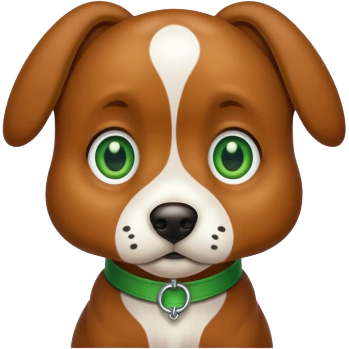 Brown dog with big green eyes and white spots on chest  emoji