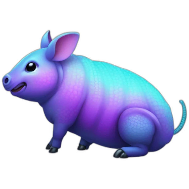 Iridescent cyan purple gradient pig armadillo cow centipede insect with star markings emoji