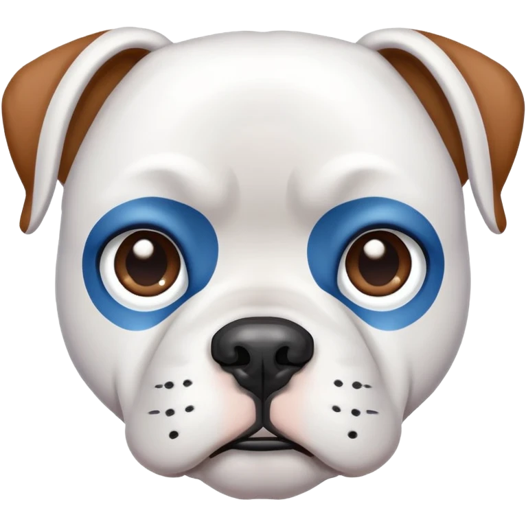 White boxer face with (brown and blue) eyes emoji