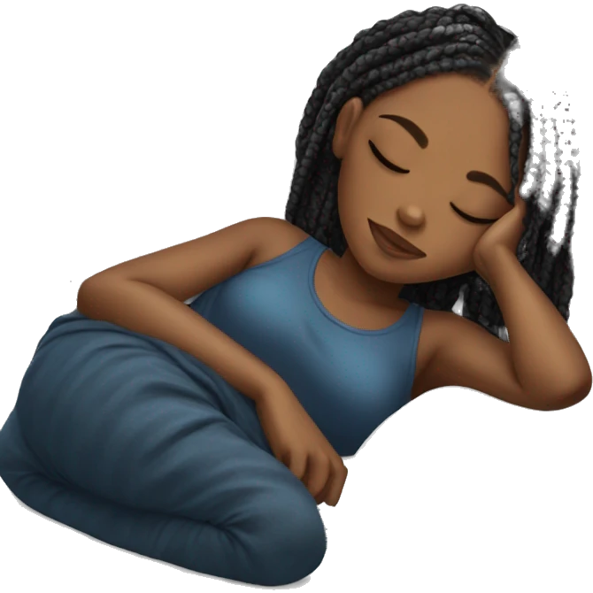 Singular black girl with box braids sleeping on pillow emoji