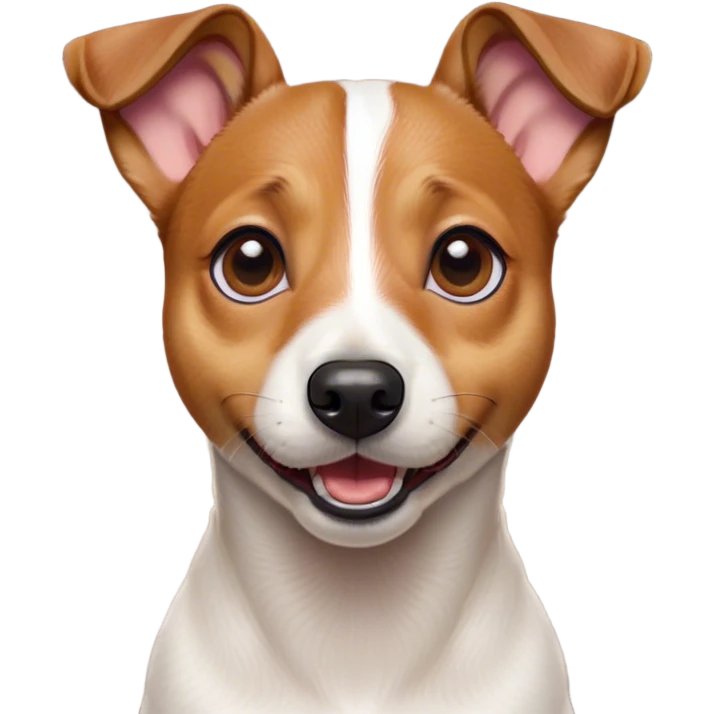 Cinematic Comical Jack Russell Terrier Portrait Emoji, Head tilted dramatically with an exaggeratedly shocked expression, featuring a perky, agile body with wide, comically expressive eyes full of playful disbelief and animated, perked ears, Simplified yet hilariously expressive features, highly detailed, glowing with a slightly sassy glow, high shine, dramatic yet playful, stylized with an air of cheeky canine mischief, soft glowing outline, capturing the essence of a meme-worthy Jack Russell Terrier that looks ready to side-eye its way into viral fame! emoji