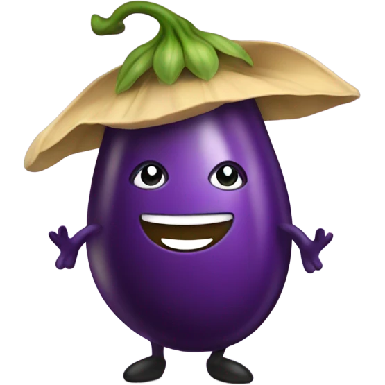 Eggplant with a hat emoji