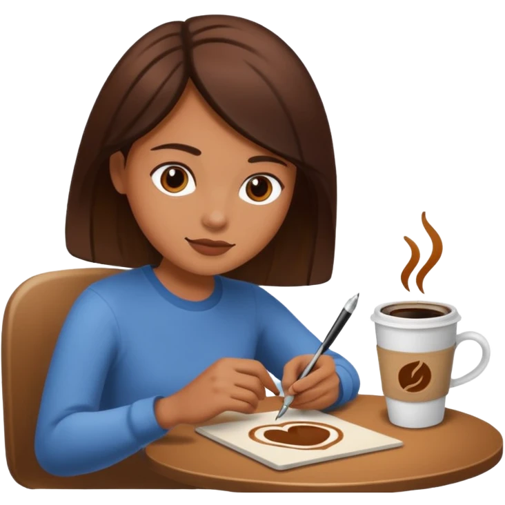 Person drawing a picture of a coffee emoji