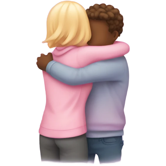 pink pastel guy and girl hugging each other back view emoji
