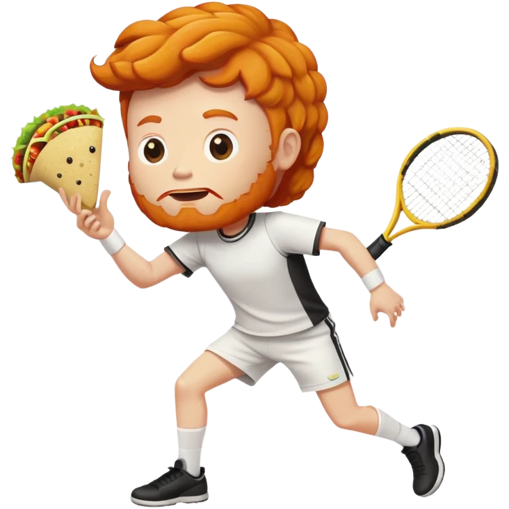 Ginger person with a taco shape head, playing tennis  emoji
