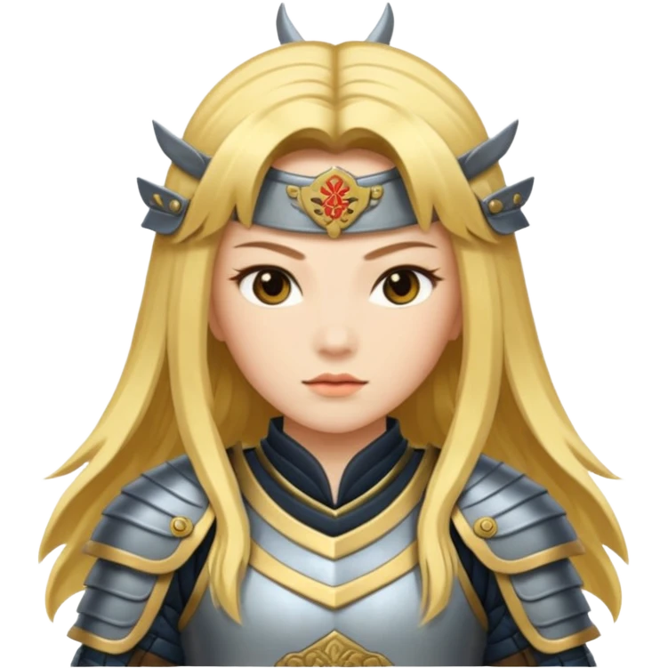 Lady samurai with long golden hair and white skin emoji