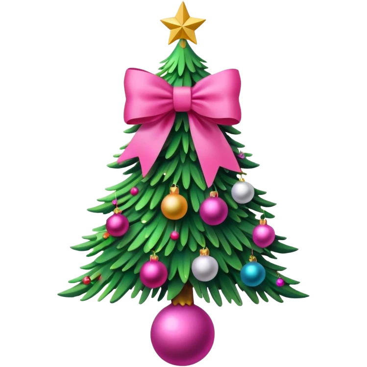 christmas tree with pink bow emoji