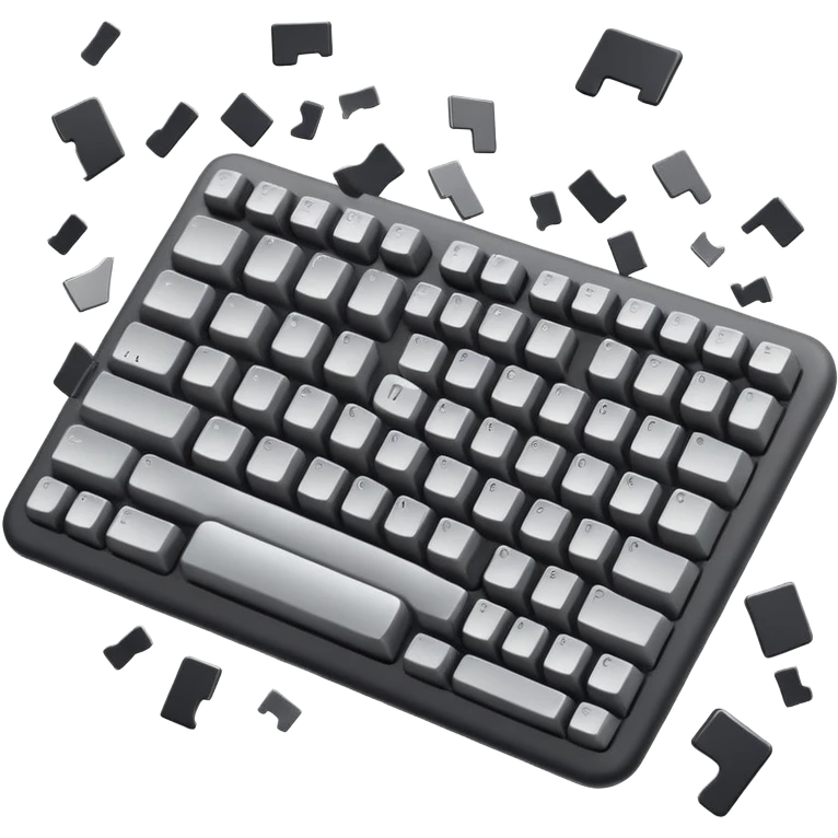 keyboard with keys flying off, chaotic energy emoji