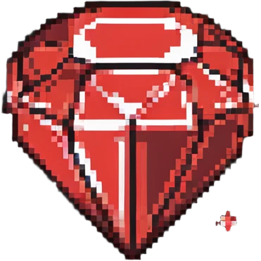 red diamond, simple and shiny pixel art emoji