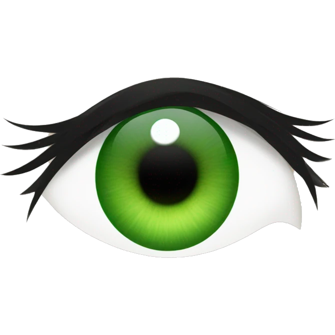 a green eye with big wispy lashes emoji
