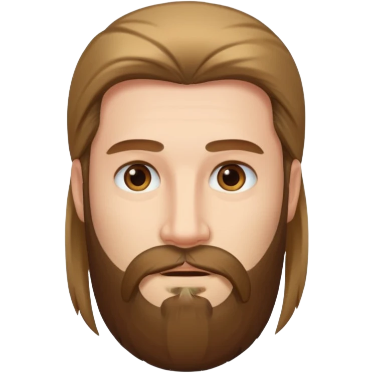man with very long straight hair and beard no mustache emoji