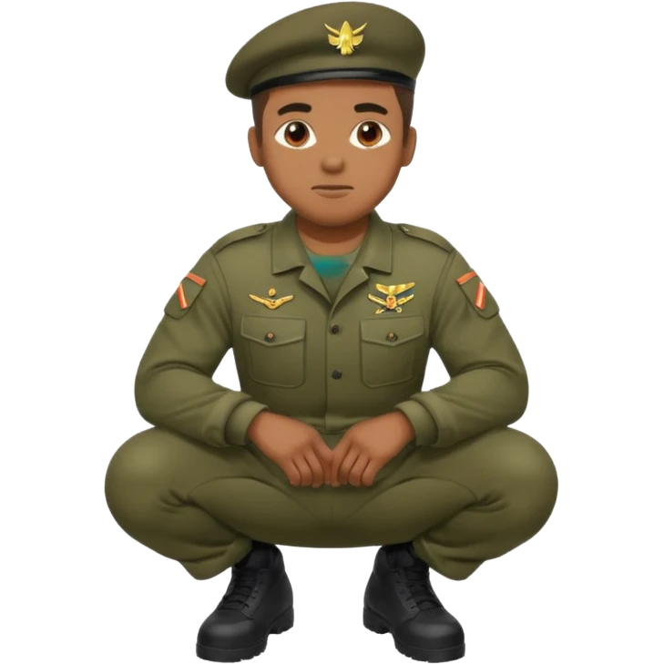 A black man squatting wearing army attire emoji