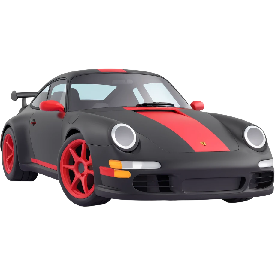 Black Porsche 911 with red details emoji