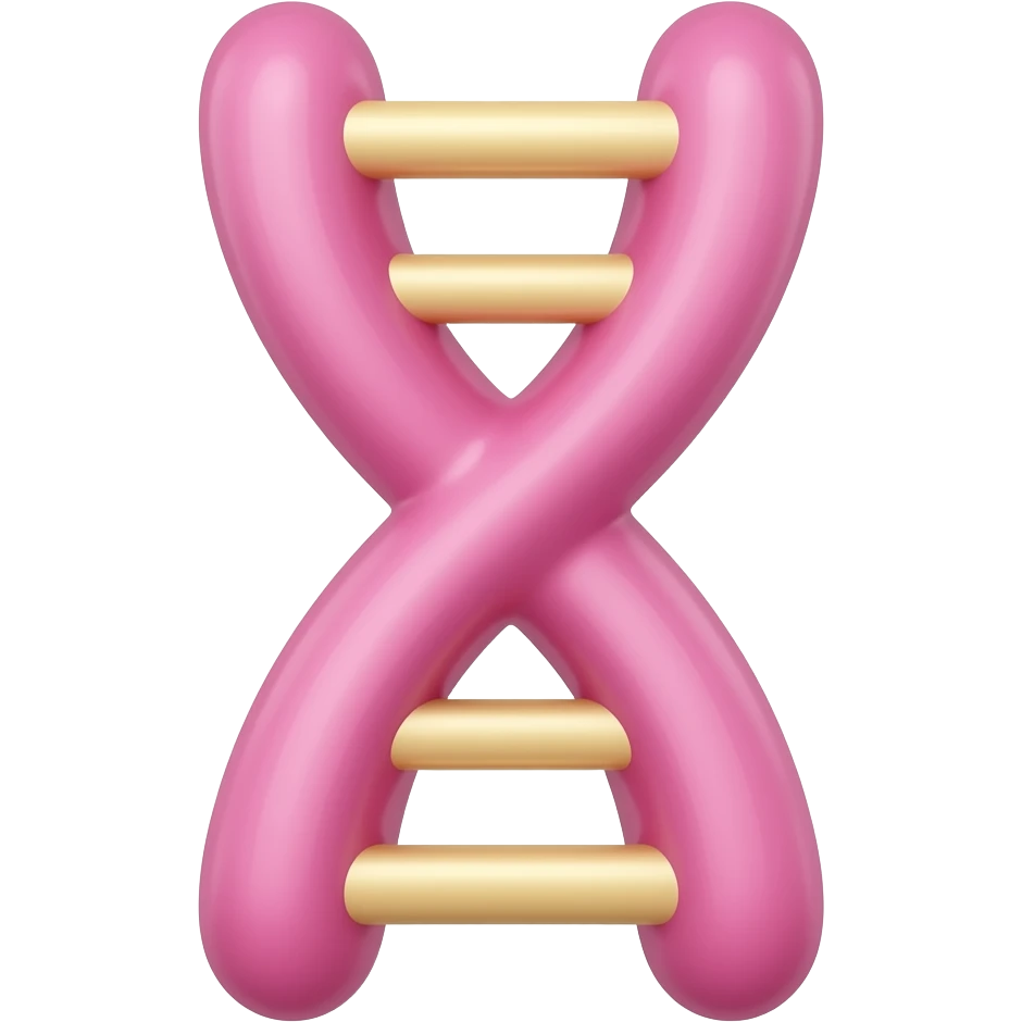 pink chromosome on white background without connections as lines between arms just two arms of chromosome emoji