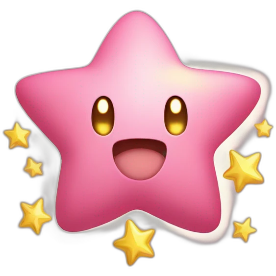 clean cute happy Kirby with a golden star emote emoji
