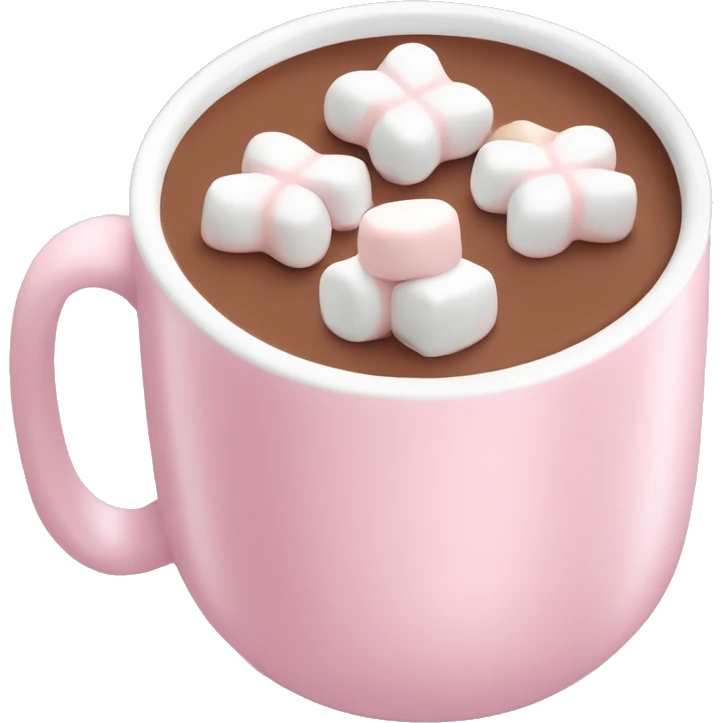 Light Pink mug of hot chocolate with marshmallows  emoji