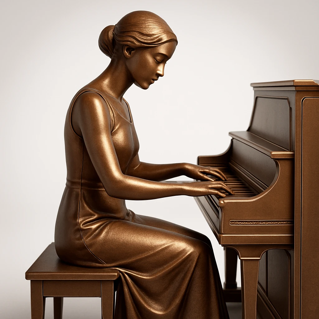 woman playing piano while her cat sits on top of the piano emoji