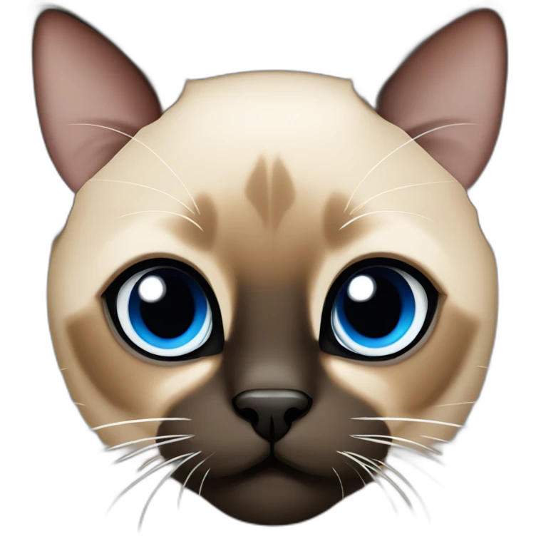tan brown and black siamese Cat with blue eyes and white chin emoji