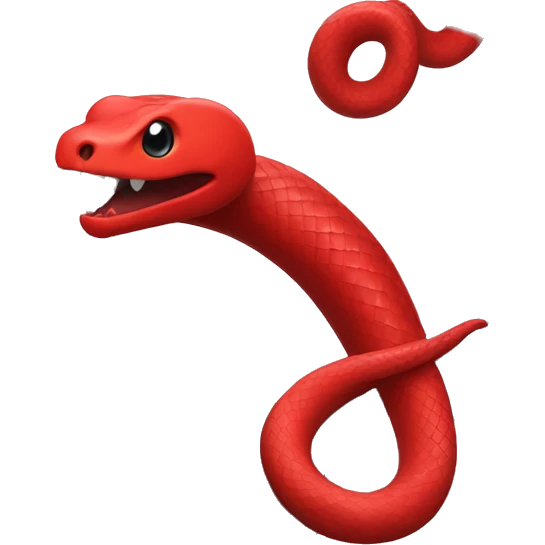 one red snake in front of a grey heart emoji