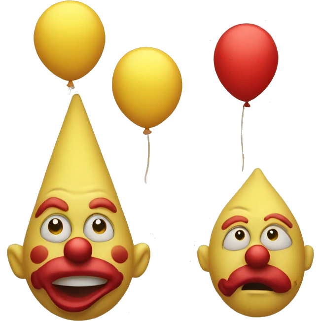 yellow emoji with red clown nose and doing the :3 face emoji