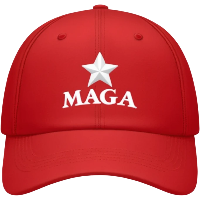 red baseball cap with MAGA on the front emoji