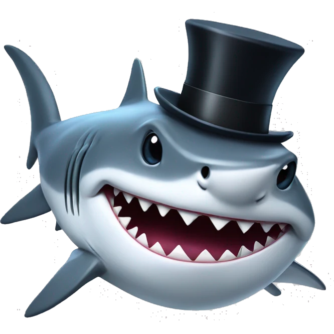Shark with a top hat emoji
