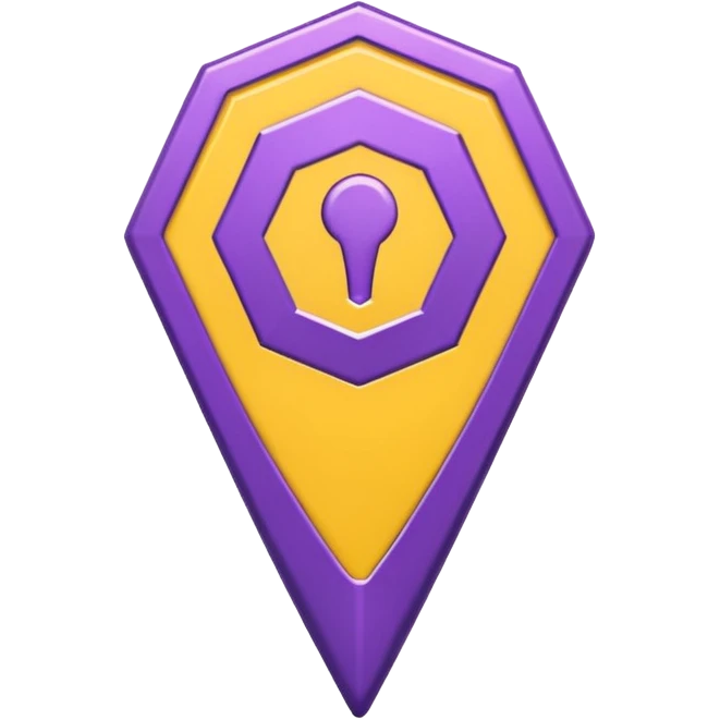 simple, minimalistic yellow (hex#FFD008) and purple (hex#8C52FF) icons of a pin location emoji