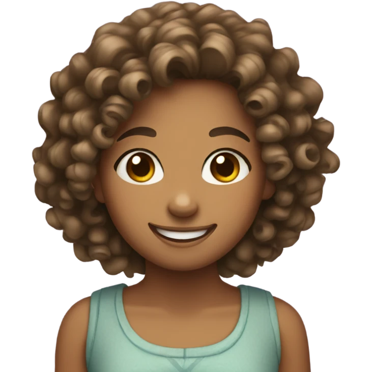 smiling girl with curly hair emoji