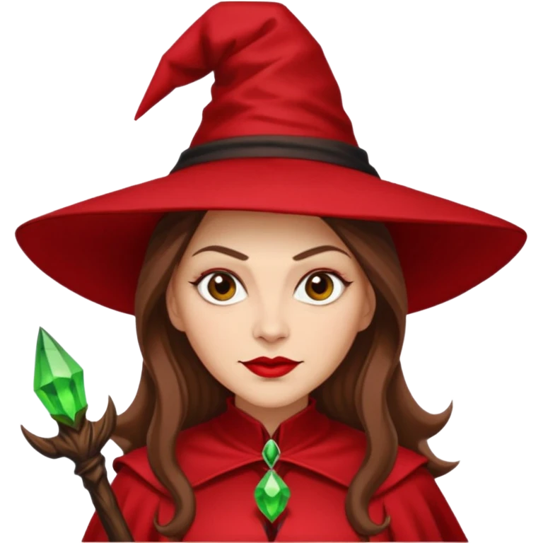Wicked Witch of the East from The Wizard of Oz with light skin, long brown hair, red outfit emoji