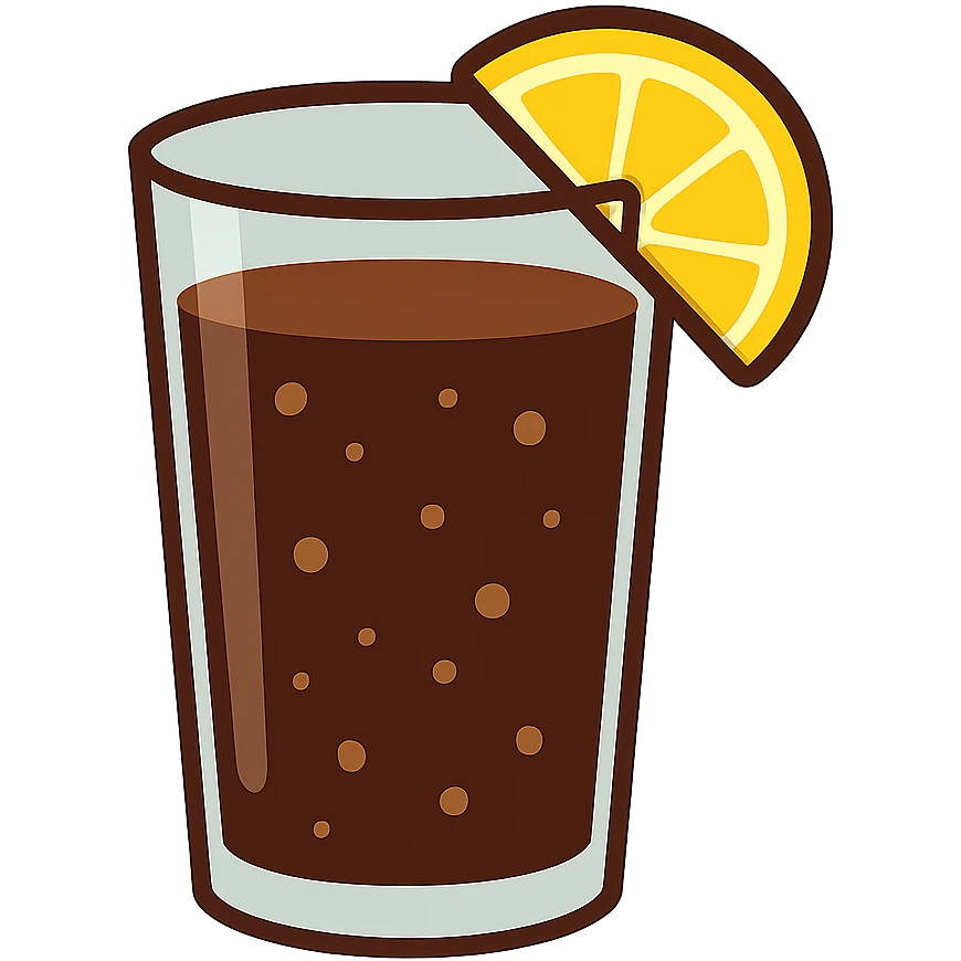 flat toon glass of cola with a wedge of lemon emoji