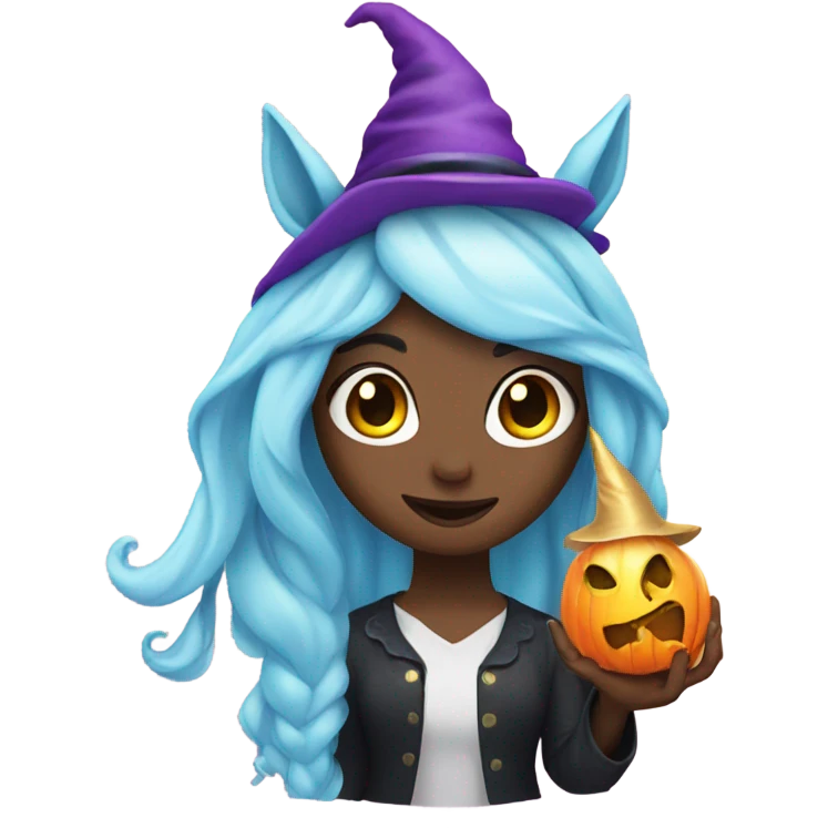 Unicorn with a witch emoji