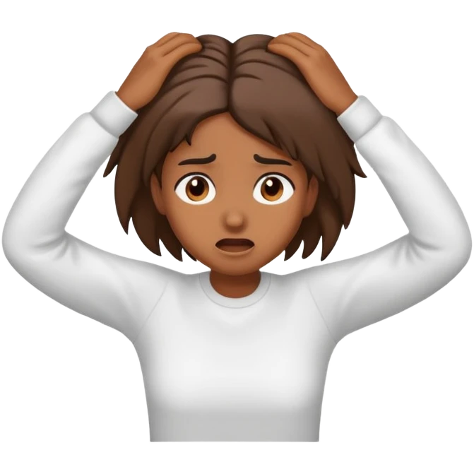 a brown skin girl stressed pulling her hair emoji