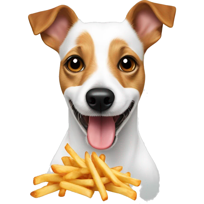 All White Jack Russell Terrier eating fries emoji