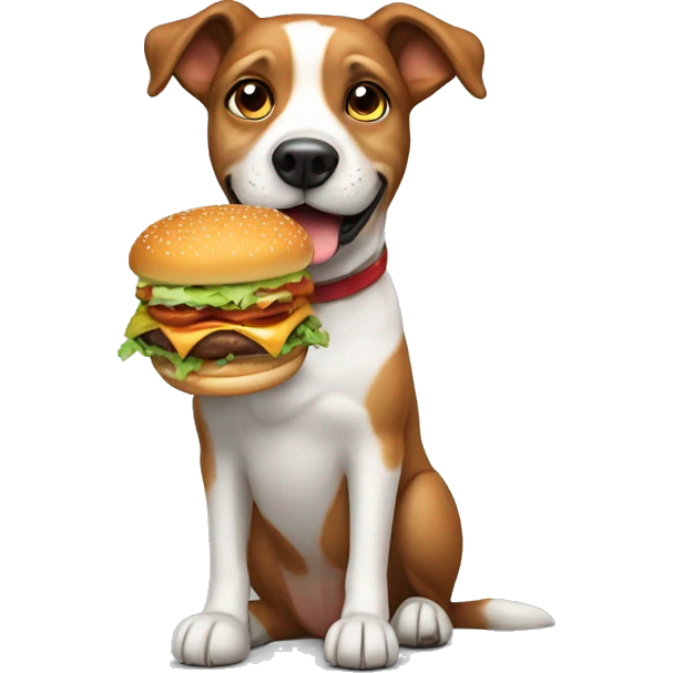 Dog with burger on lap emoji