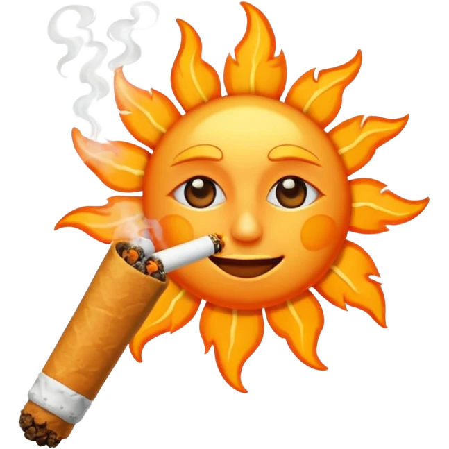 The sun smoking a joint  emoji