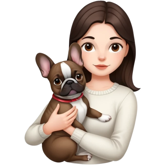 Brunette girl with a franchie bulldog  emoji