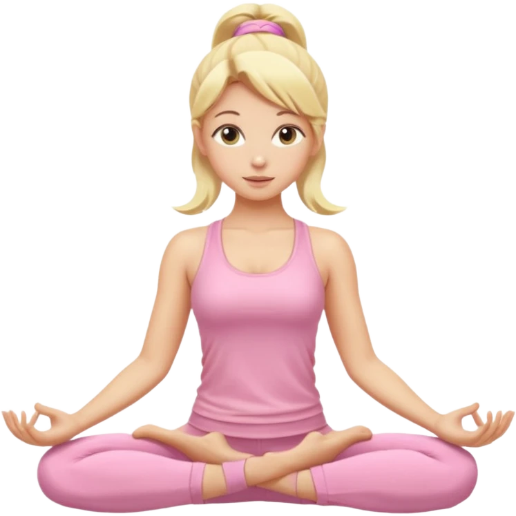 blonde yoga girl light pink clothes n emoji