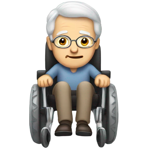 Old man white grey hair in a power hair wheelchair emoji