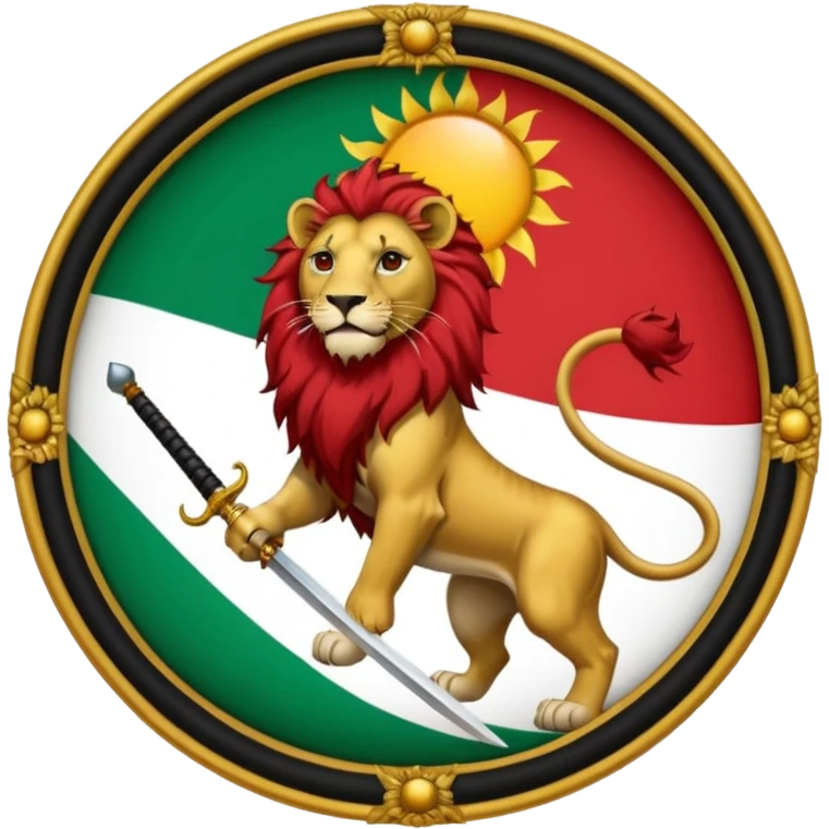 پرچم ایران که وسطش شیر و خورشید که دست شیر شمشیر emoji
