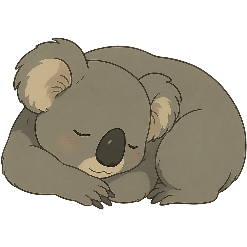 sleeping koala, peaceful and cozy in ghibli style emoji