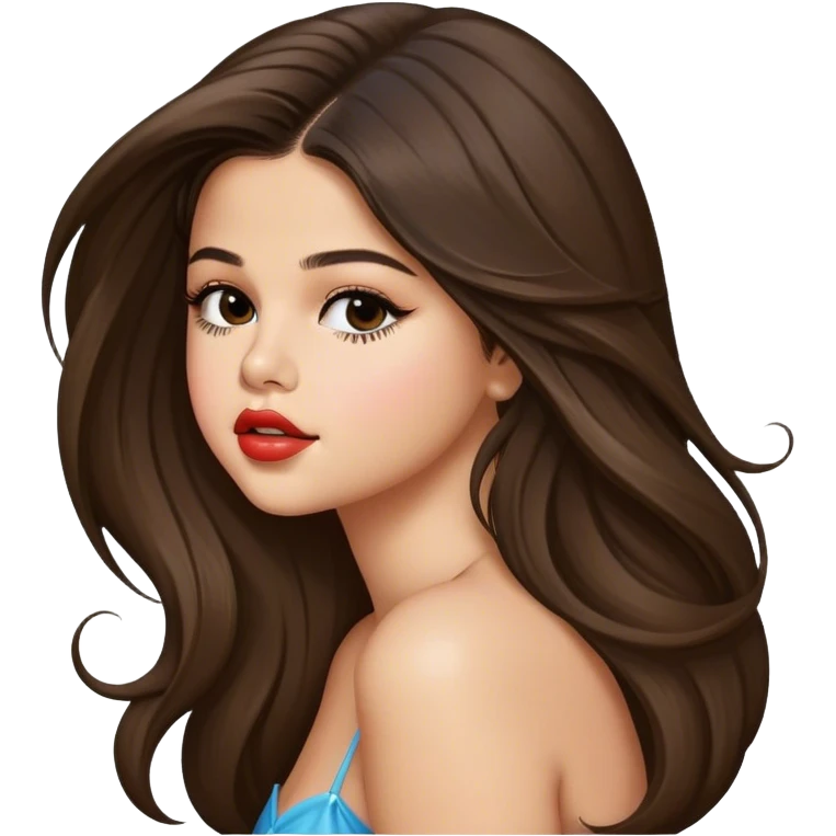 Selena Gomez long hair kiss emoji