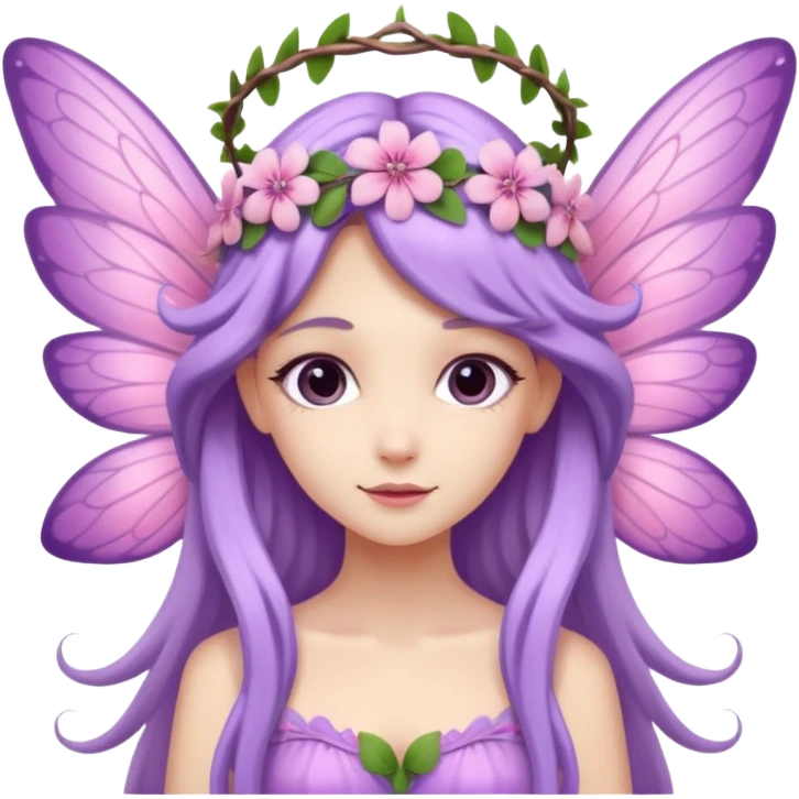 Lilac and pink fairy with wings but you can see her whole body and make her super pretty with long hair and long legs  emoji