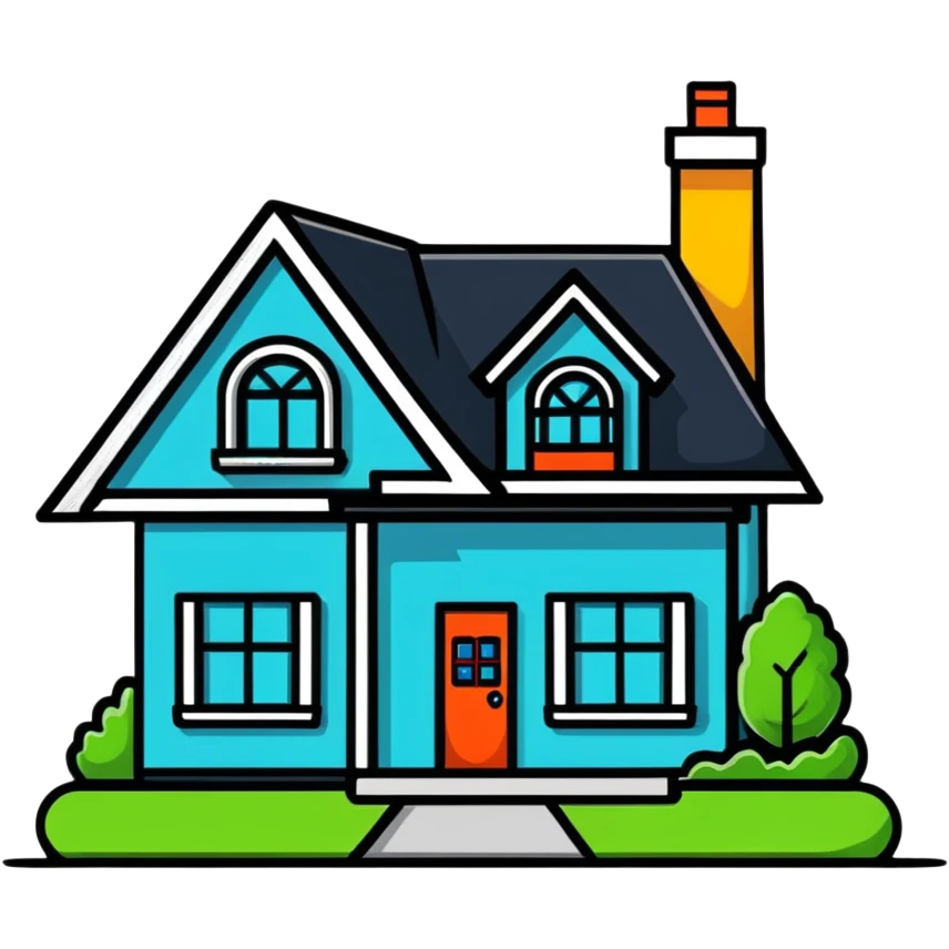 house, cartoonish sticker style emoji